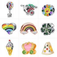 new multicolor sun flower baby carriage balloon love heart beads fit original brand charms bracelets women diy fashion jewelry