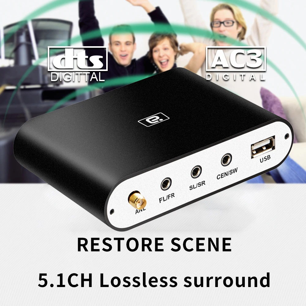 DA615U аудио декодер 5.1CH Bluetooth 5 0 приемник DAC беспроводной адаптер оптический