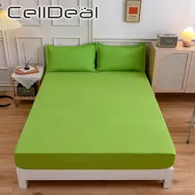 Apple sábana verde de fibra para dormir, juego de cama suave y plegable, Protector de cama antideslizante, tamaño Queen (2)