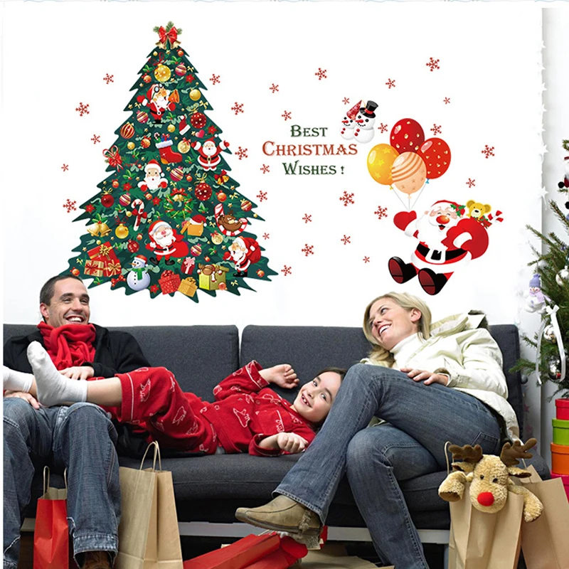 

Christmas tree Santa Claus Wall Stickers Christmas decorations New Year Glass window stickers Home Decor Art Decals Wallpaper