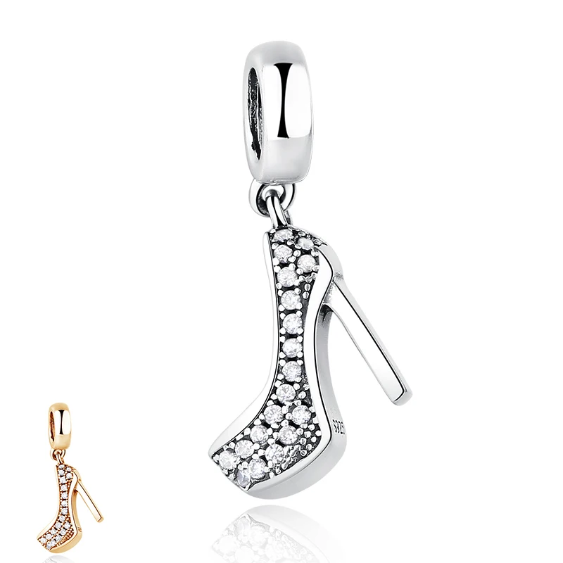 925 Sterling Silver High Heels Shoe Pendant Charm with Cubic Zirconia - Luxury Addition to Your Original Pandora Charm Bracelet image 2