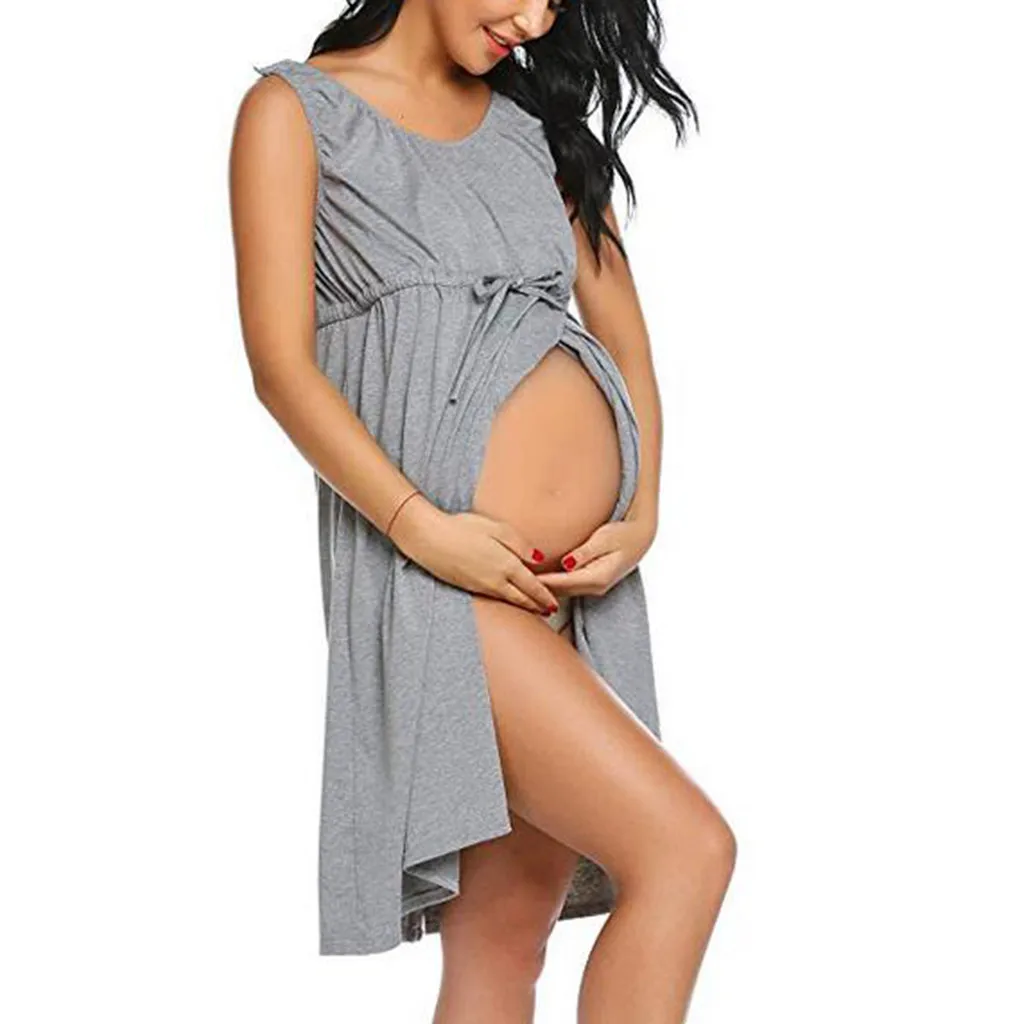 Модное платье для беременных Мягкое хлопковое Зимние однотонные платья с
