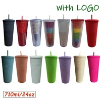 710ml diamond radiant goddess cup 1pc summer cold water cup tumbler with straw double layer plastic durian coffee mug with logo