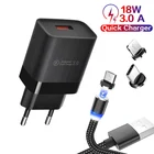 Магнитный зарядный кабель USB C для Samsung S10, A51, Xiaomi Mi 11, магнитный кабель Micro USB, быстрое зарядное устройство для Iphone