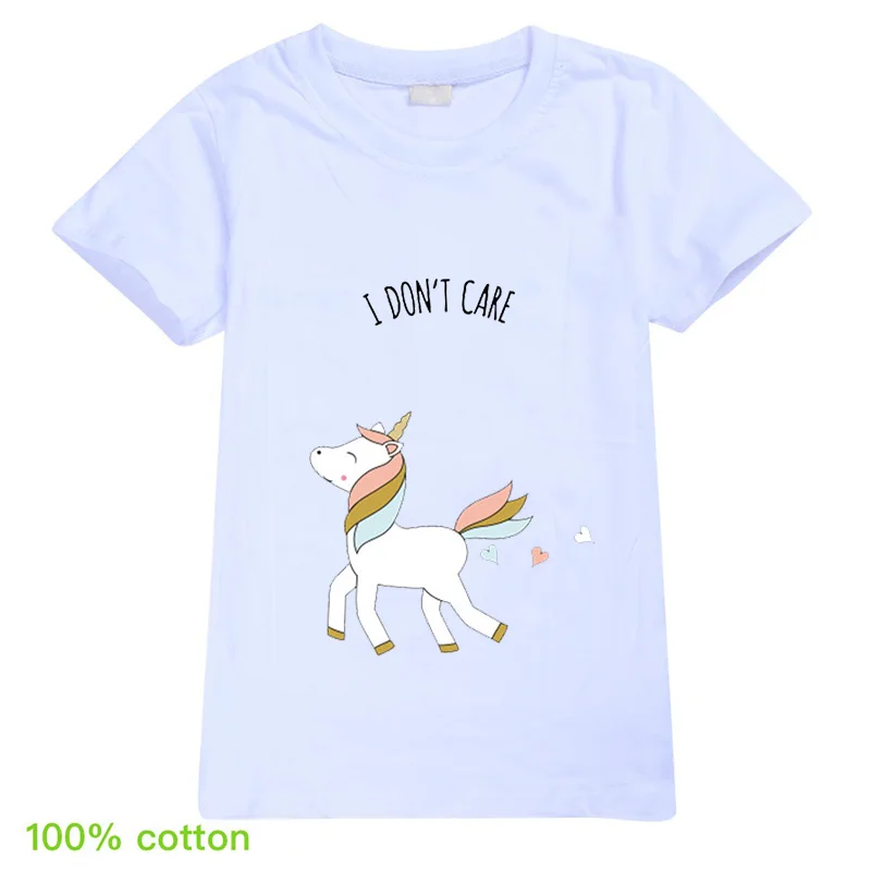 

Футболка детская с рисунком единорога, мультяшный принт, подарок на день рождения, радужная лошадь, одежда для детей