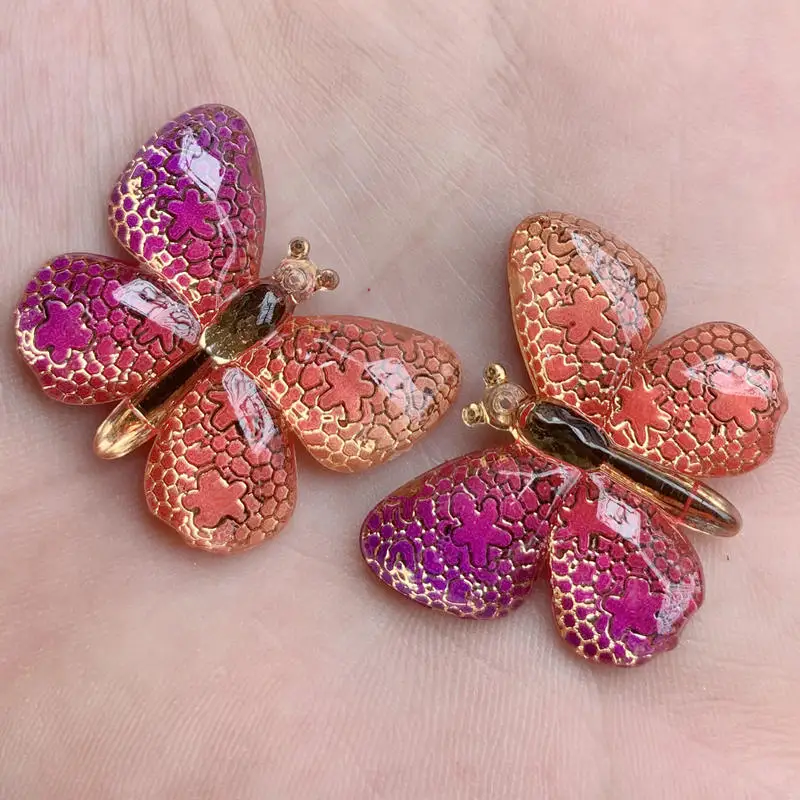 Новинка 10 шт. большие разноцветные бабочки из смолы стразы с плоской спинкой