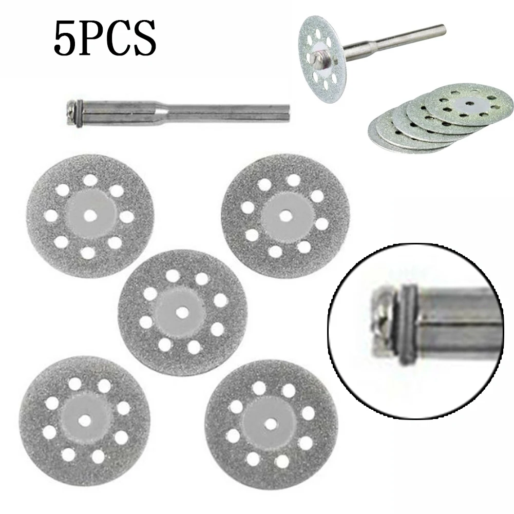 

5Pcs 22mm Mini Sharp Cut Diamond Off Rotary Tool Cutting Disc Disks DIY Tools Accessories With 1Pcs Rod Precise Craft Work