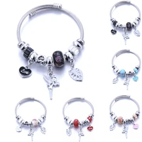 new beaded bracelet angel leaves pendant bracelet adjustable charm pan diy jewelry not fade bracelets women girl
