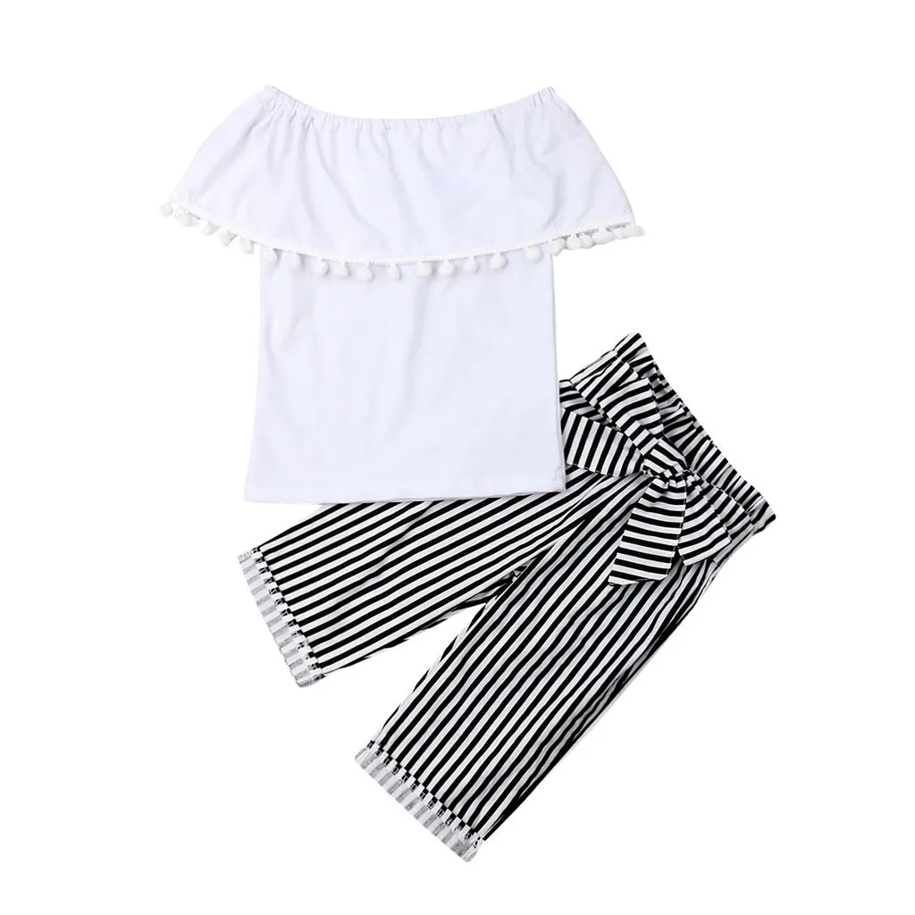 2019 г. Новая стильная одежда для детей и малышей девочек с открытыми плечами