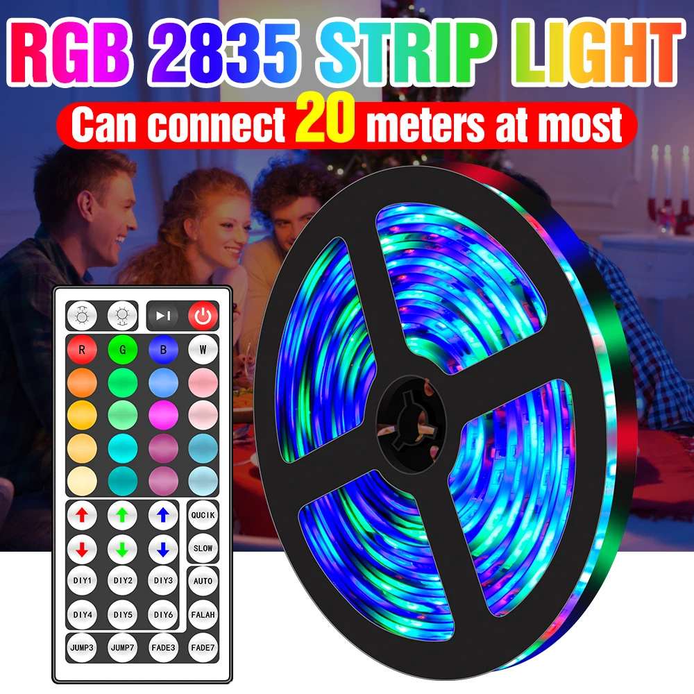 

RGB TV LED Light Strip DC 12V Diode Tape RGB Ribbon Lamp 5M 10M 15M 20M Waterproof LED BackLight For Bedroom 2835 SMD Decoration