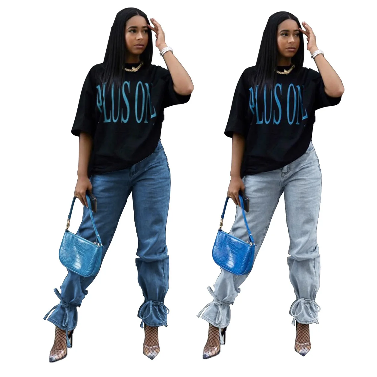 

High Waist All-match Trousers with Straps Slim Sexy Jeans Stretch Boots Trousers Flared Pants Fashionable Commuting Summer 2021