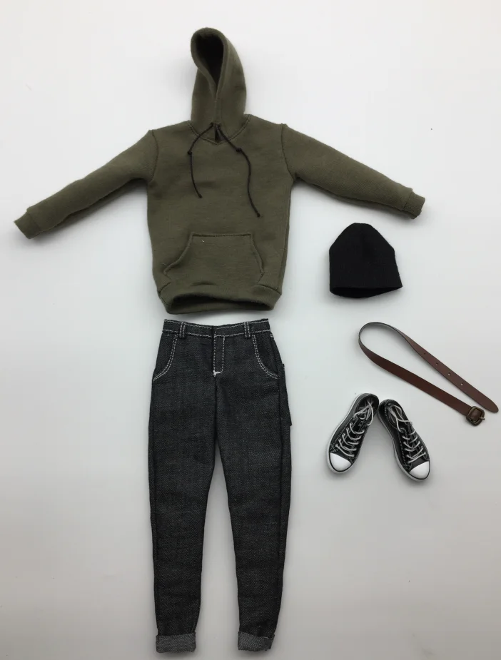 

1/6 Male Soldier trend army green sweater jeans suit can be equipped with 12-inch movable doll body