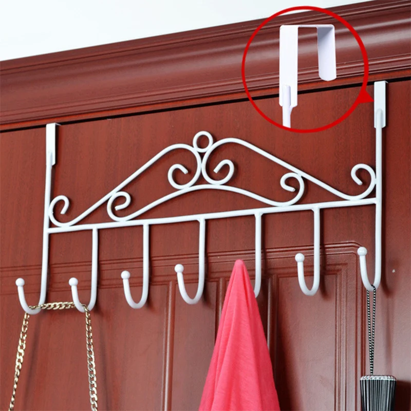 Over The Door 5/7 Hooks Iron Scarf Bag Shelf Bedroom Home Organizer Rack Clothes Coat Towel Hanger For Bathroom Convenience | Дом и сад