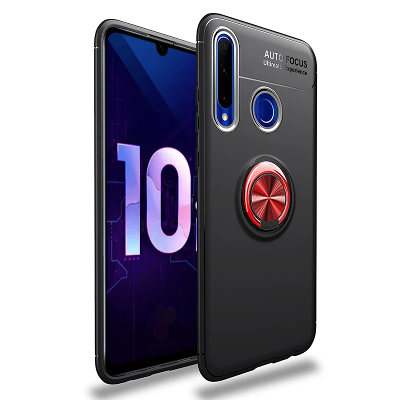 Black Red Ring Case 3-в-1 стекло+ магнитом Силиконовое чехол хонор 10 лайт чехол на Honor 10i 10Lite мягкий чехол на телефона huawei p30lite чехол полное покрытие чехол на хонор 10i чехол honor 10i магнитная кольцом чехол - Цвет: Black Red Ring Case