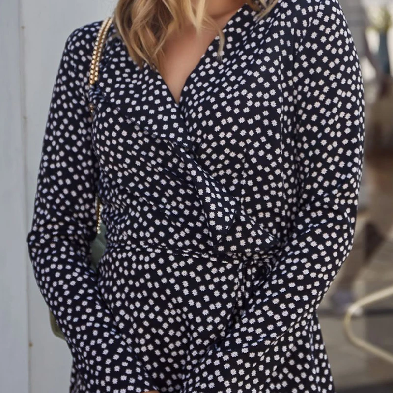 

EVERAFTER Casual Bohemain floral print dress women long sleeve ruffles mini dress intage elastic high waist party dress vestidos