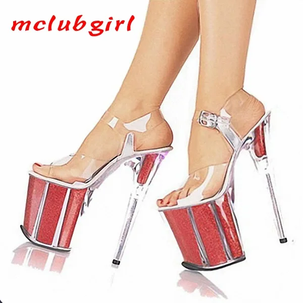

Mclubgirl 20cm Sexy Women Club Nightclub Princess Dance Shoes Paris Fashion Super High Heel Shoes US Air SM Photo Sandals LYP