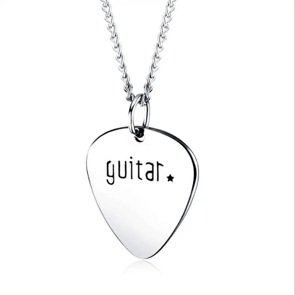 

Men Titanium Steel Hip hop Guitar Tablets Pendant Necklace so210