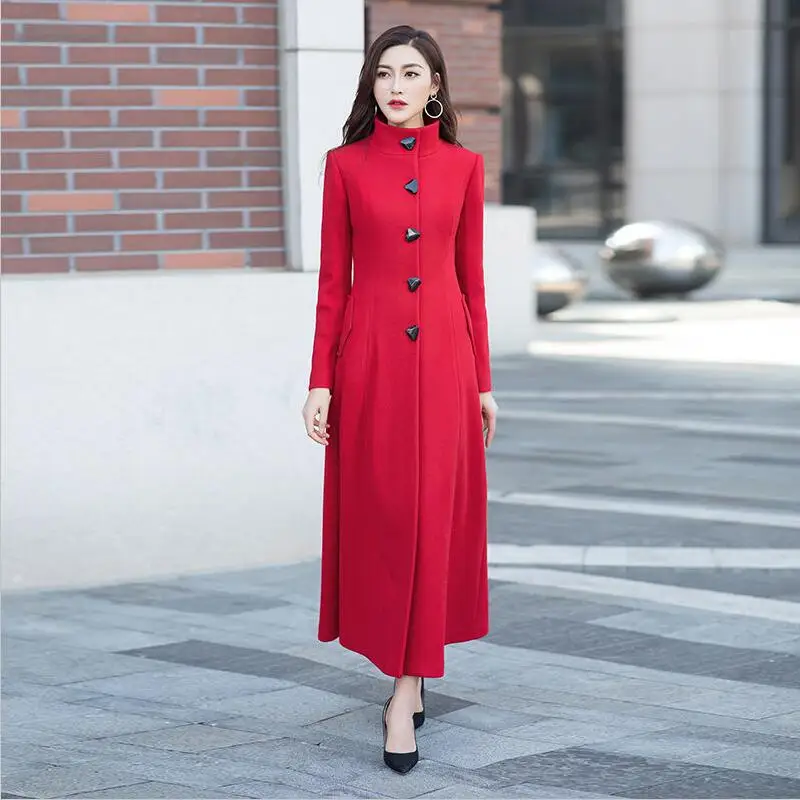 

Winter Women Woolen Coat New 2023 Autumn Women Woolen Jacket Long Slim Thick Warm Coats Female Jackets Fashion Red OAIRED