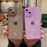 laser love heart transparent glitter phone case for iphone 13 pro max 12 mini 11 pro xs max xr x 7 8 plus shockproof back cover