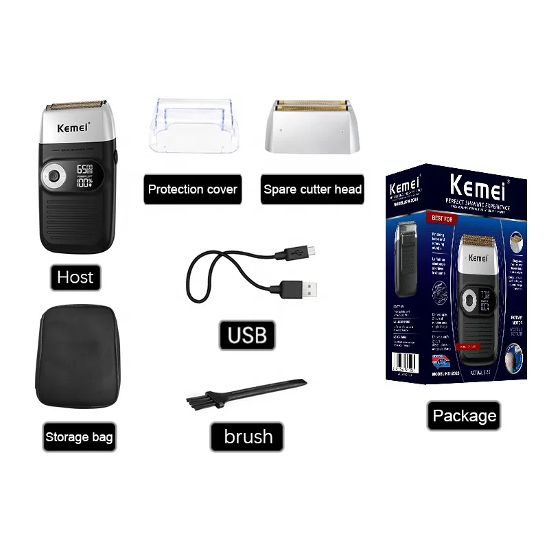 

Kemei 2 in 1 Rechargeable Electric Shaver LCD Display Portable Cordless Men Reciprocating Razor Beard Trimmer