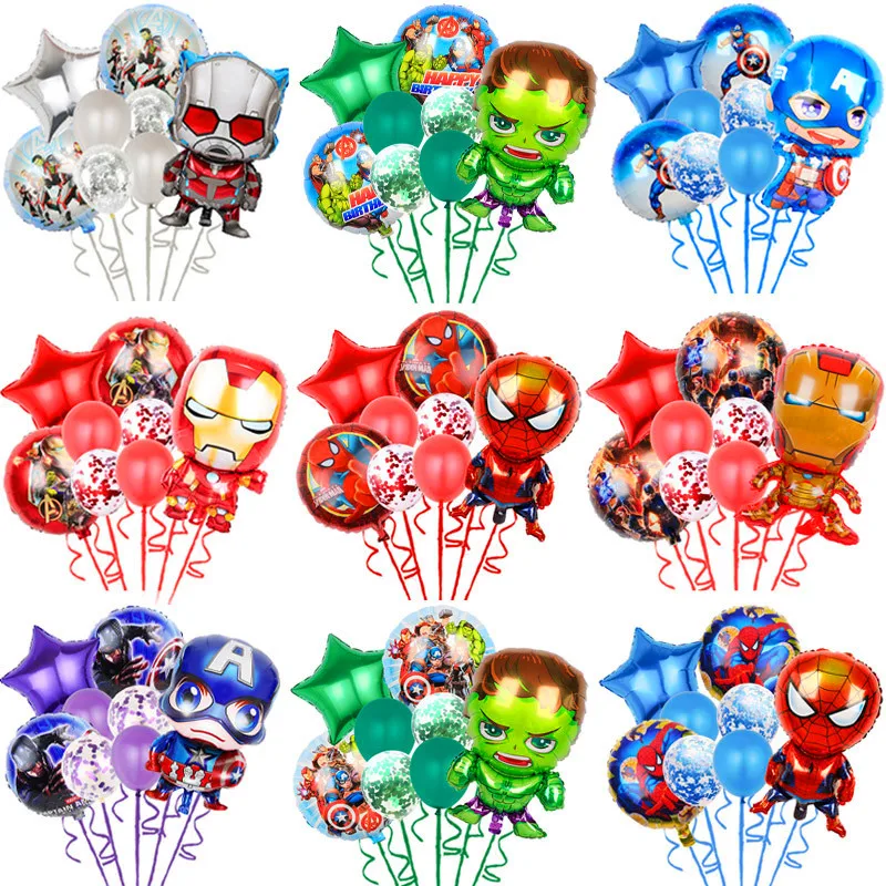 8Pcs Avengers Superhero Party Balloons Cartoon Captain Iron Spider Balloon Baby Shower Birthday Party Decorations Kids Toy Gifts