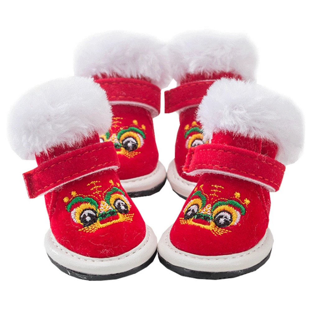 4 шт. обувь для домашних животных теплая зимняя с тигровой головой Теплая Тедди