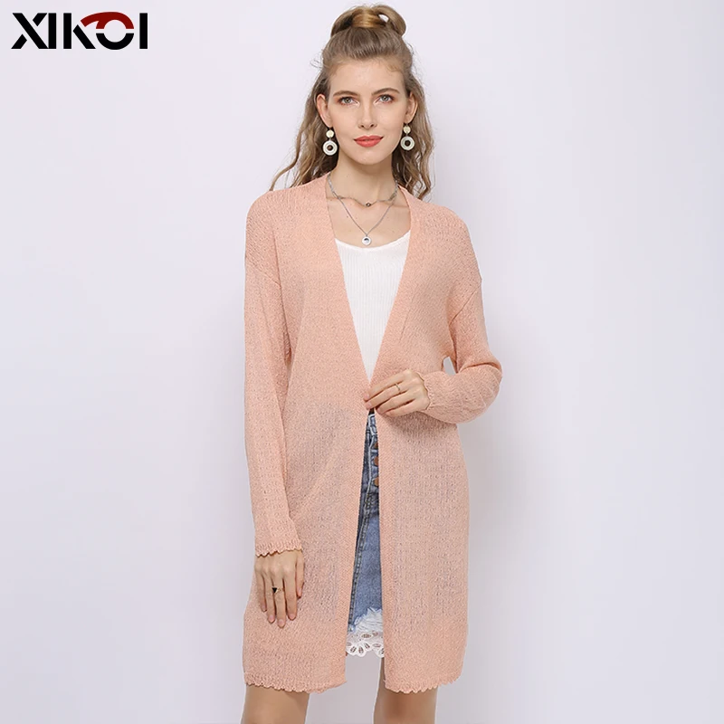 Xikoi весенне-летний Однотонный женский свитер Топ с длинным рукавом свободный