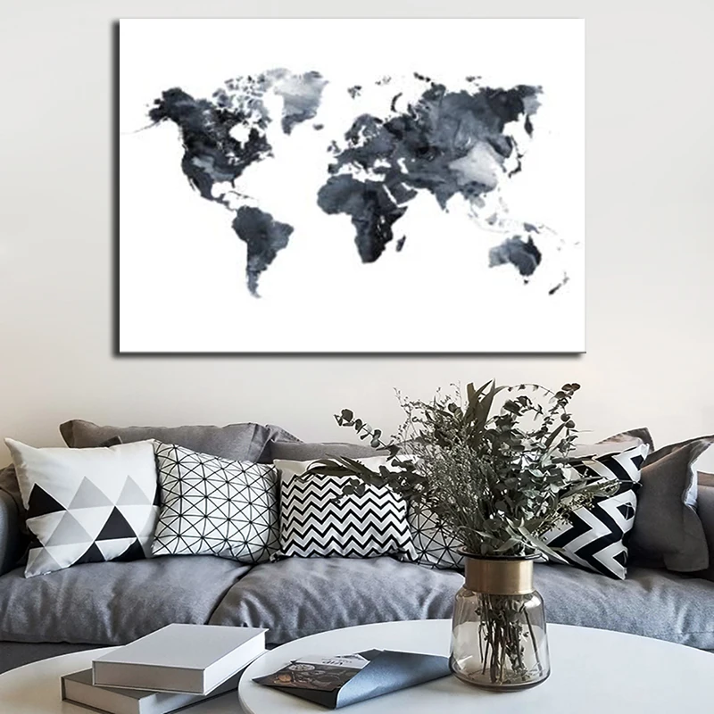 Карта мира акварелью постер картина для гостиной Холст Картина и принты Куадрос