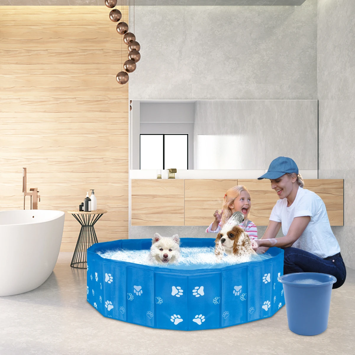 

Pet Bath Pool Folding Dog Pool Collapsible Pet Swimming Pool Bath Tub Kiddie Pool For Dogs Cats Kids 80x20cm