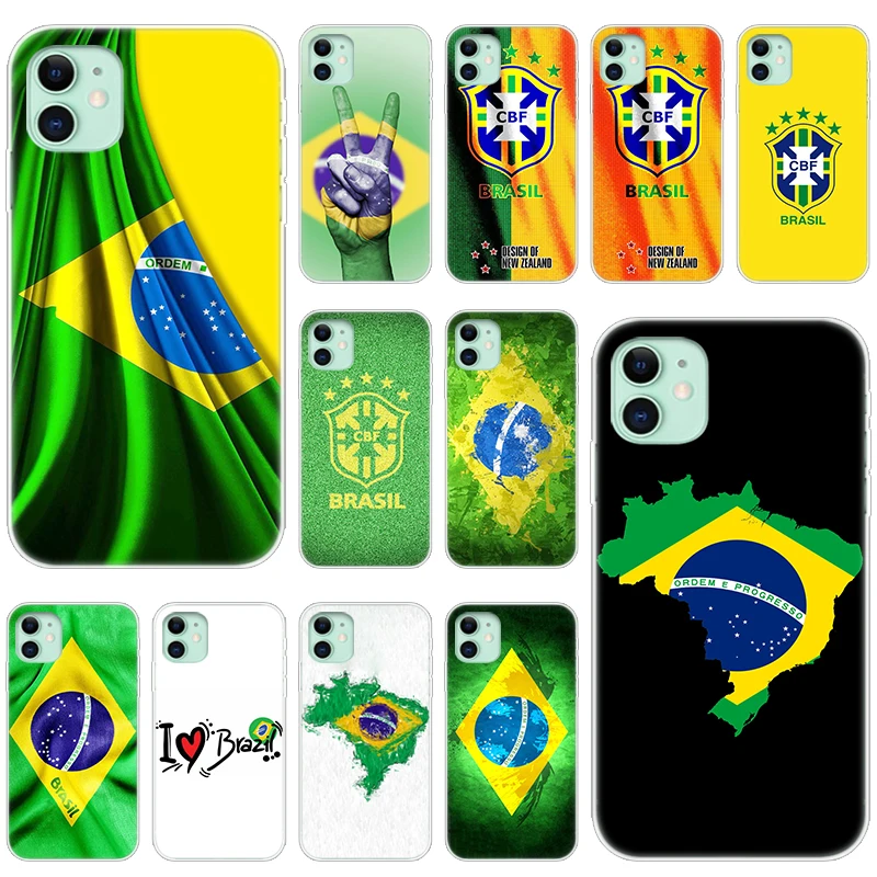 Силиконовый чехол с бразильским флагом для Apple iPhone 12 Mini 11 Pro XS Max X XR 6 6S 7 8 Plus 5 5S SE 2020