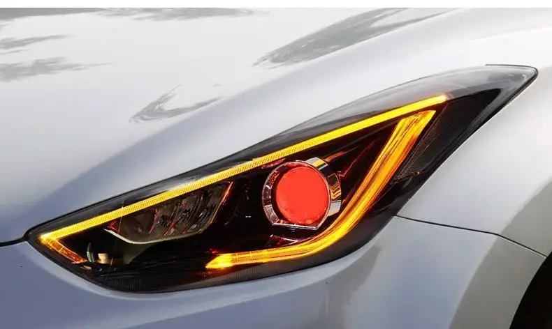 Drl Automovil автозапчасти Cob Стайлинг светодиодные дневные ходовые боковые поворотники фары автомобильные фары в сборе для hyundai Elantra