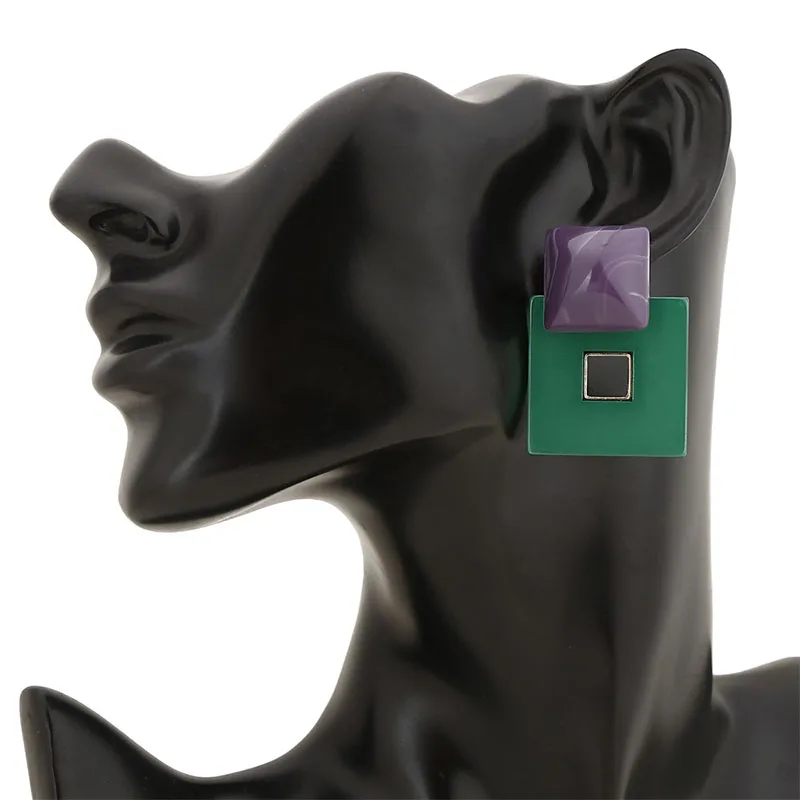 Модные квадратные зеленые акриловые серьги M & G для женщин Простые висячие из