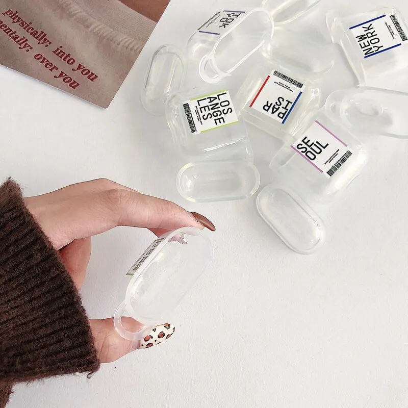 Чехол для наушников в стиле Нью-Йорка с этикеткой штрих-кода airpods мягкий