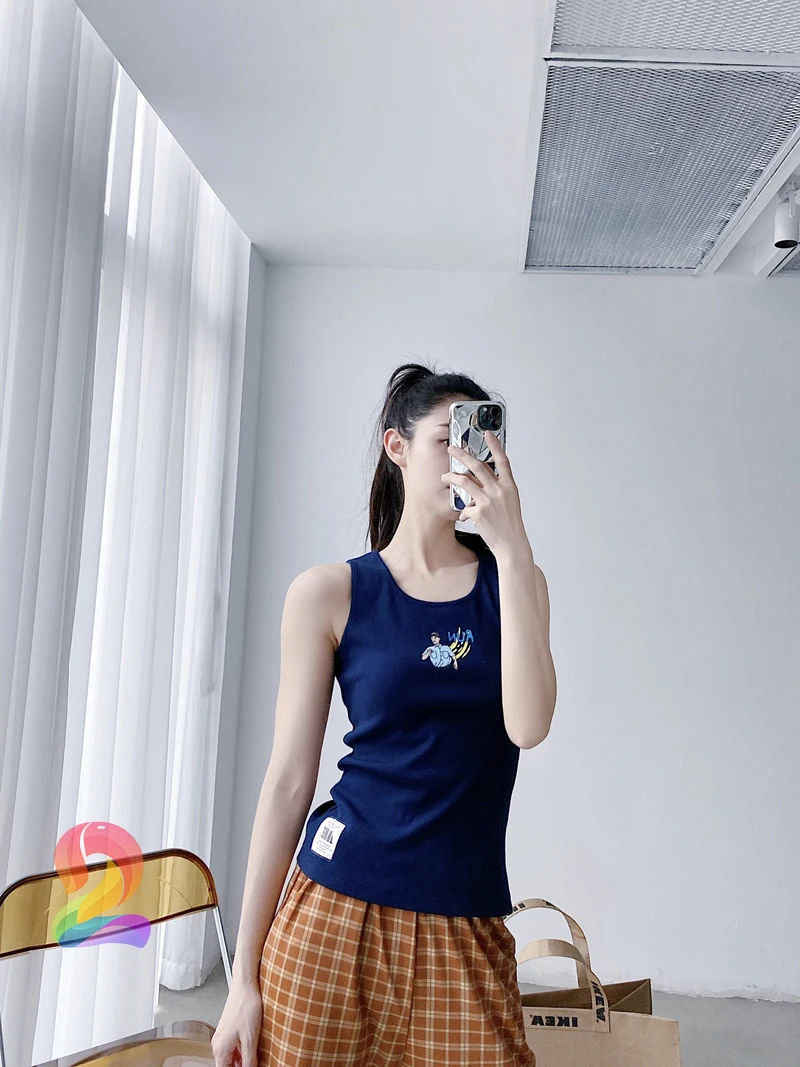 

ADER Error Sleeveless T-shirt Movie Element Retro Sleeveless Top Adererror Fashion Casual All-match Single Product Women T Shirt
