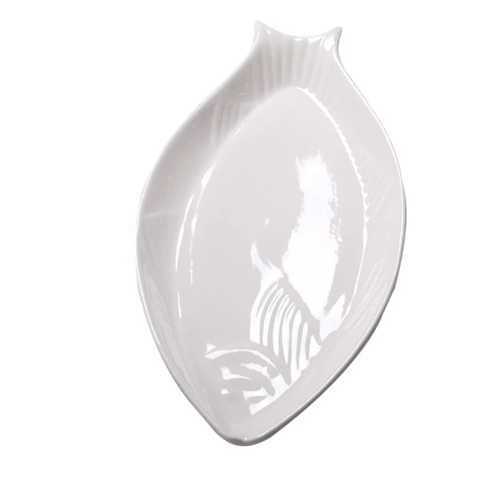 

1Pc Ceramic Food Plate Fish Shaped Dish Party Snack Tray for Home Restaurant