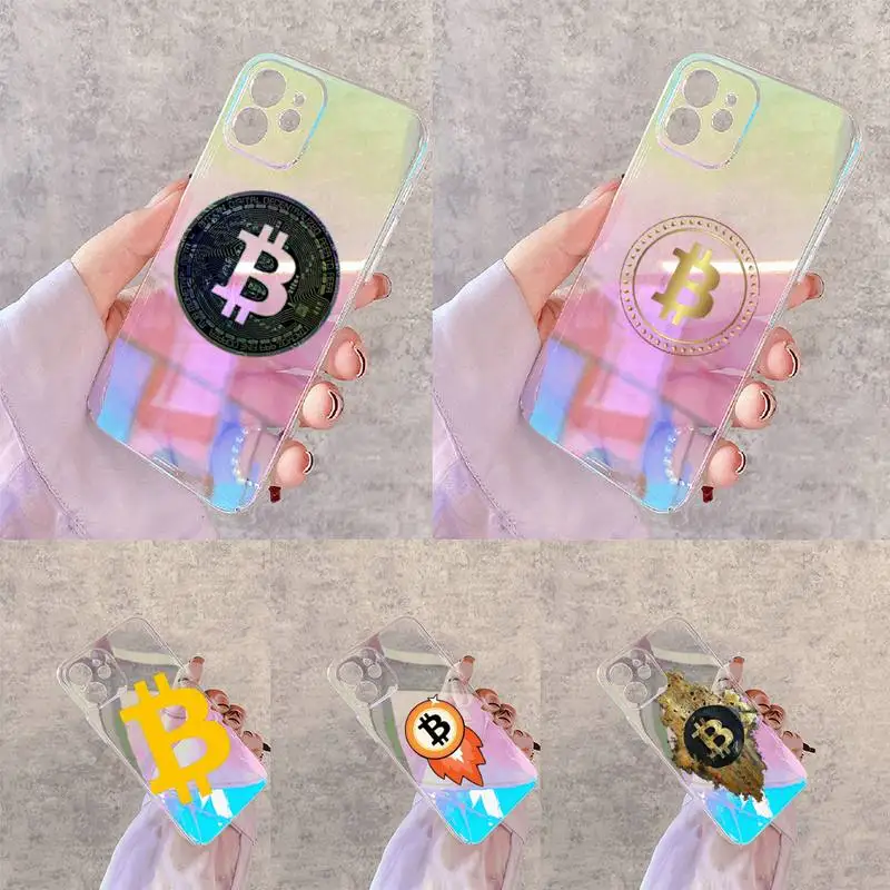 

Bitcoin Phone Case for iPhone xiaomi redmi 7 8 9 11 12 10 S X XS XR MINI Pro Max Plus laser Transparent