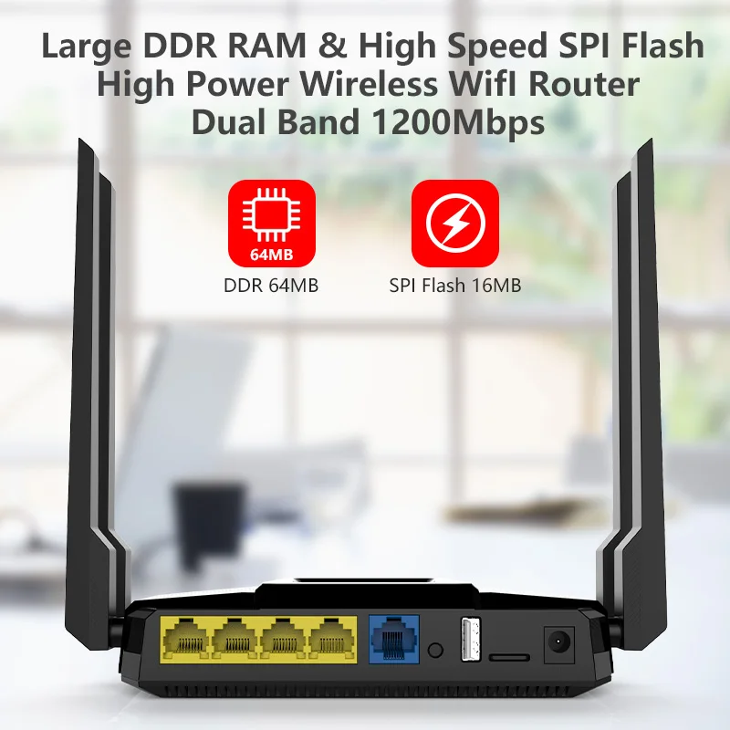 Гигабитные порты WAN и LAN 2 4 ГГц 4*5dBiExternal антенны AC1200 беспроводной маршрутизатор