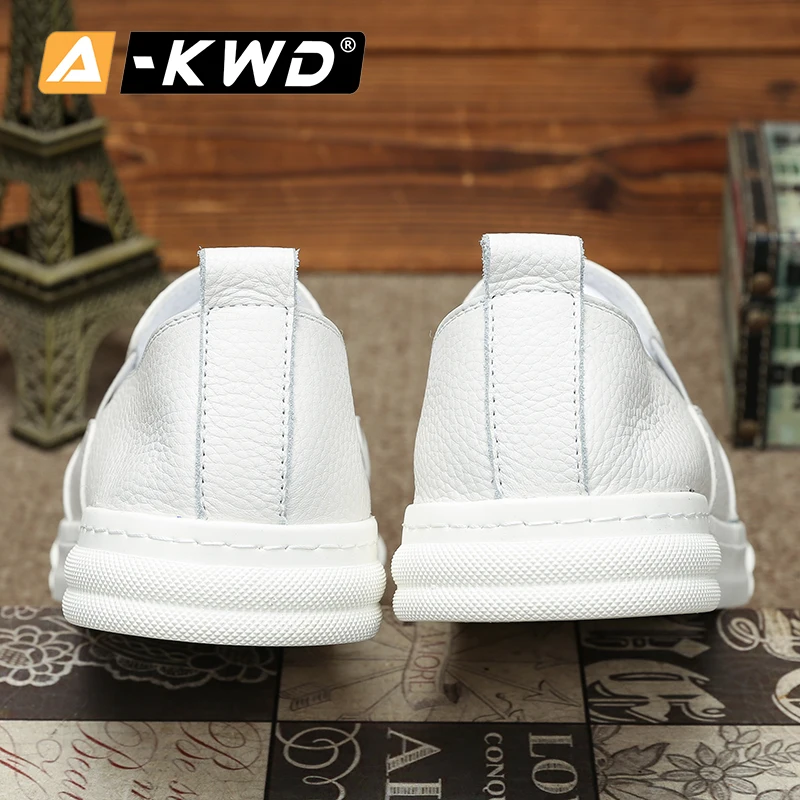 Мужские кожаные кроссовки натуральная кожа без шнуровки повседневные лоферы