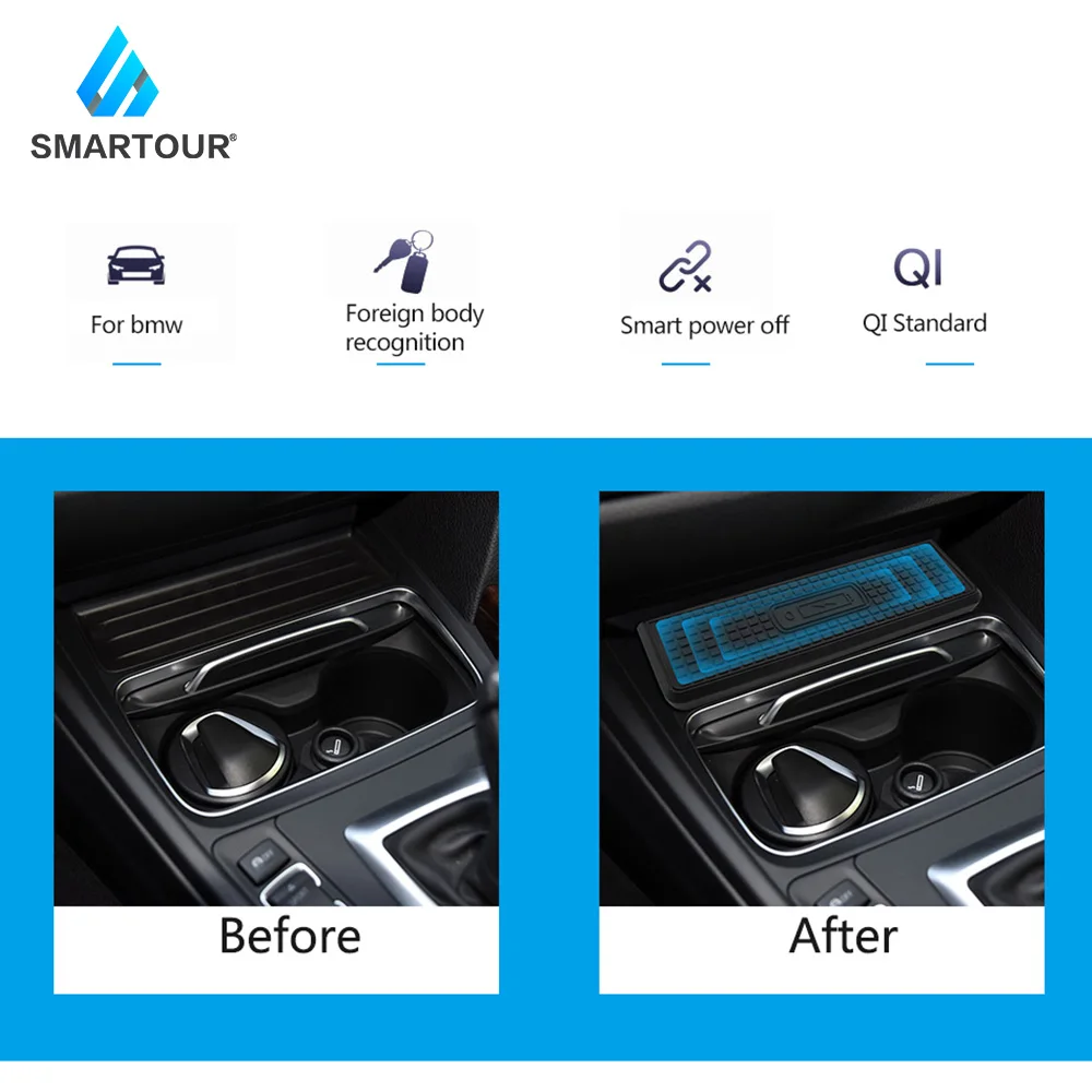 Автомобильное беспроводное зарядное устройство QI для BMW 3 серии F30 F31 F82 F32 F34 F36