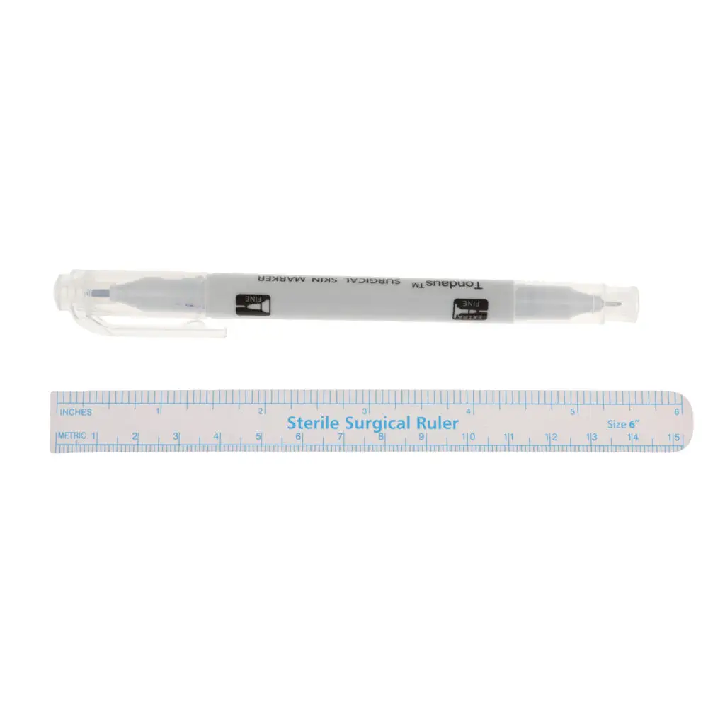

Waterproof Dual-tip Tattoo Piercing Skin Marker Pen Ruler Scribe Tool