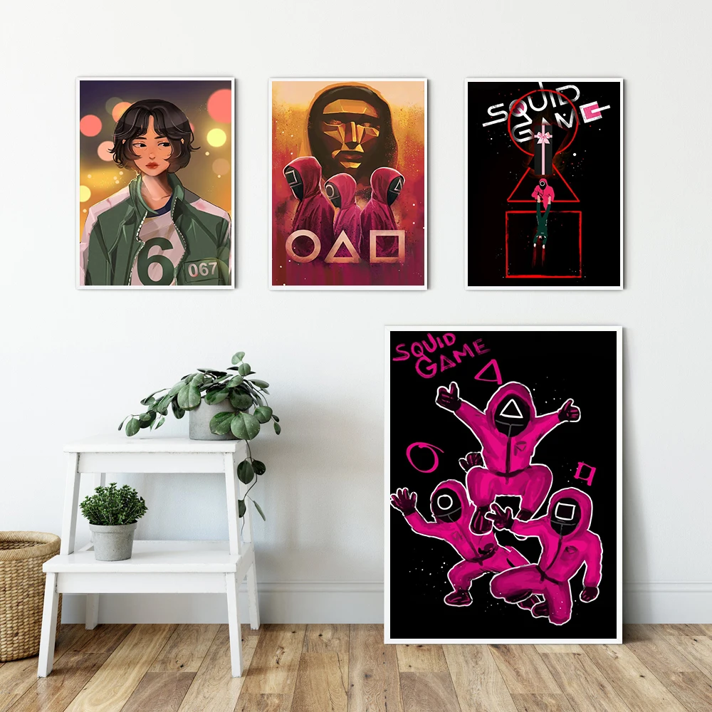 

Korean Pop TV Series Canvas Painting Squid Character Game Minimalist Style Print Poster Modern Wall Home Decor Pictures No Frame