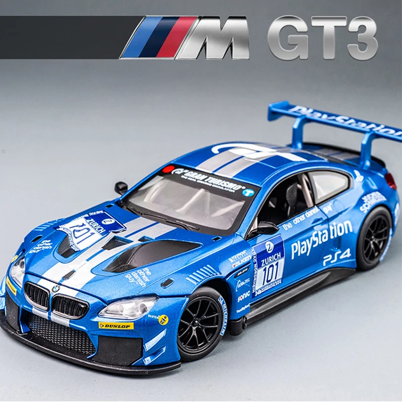 

1:24 BMW M6GT Racing Car Alloy Model Toys For Children Diecasts & Toy Vehicles High Quality Gifts For Boys Sound And Light