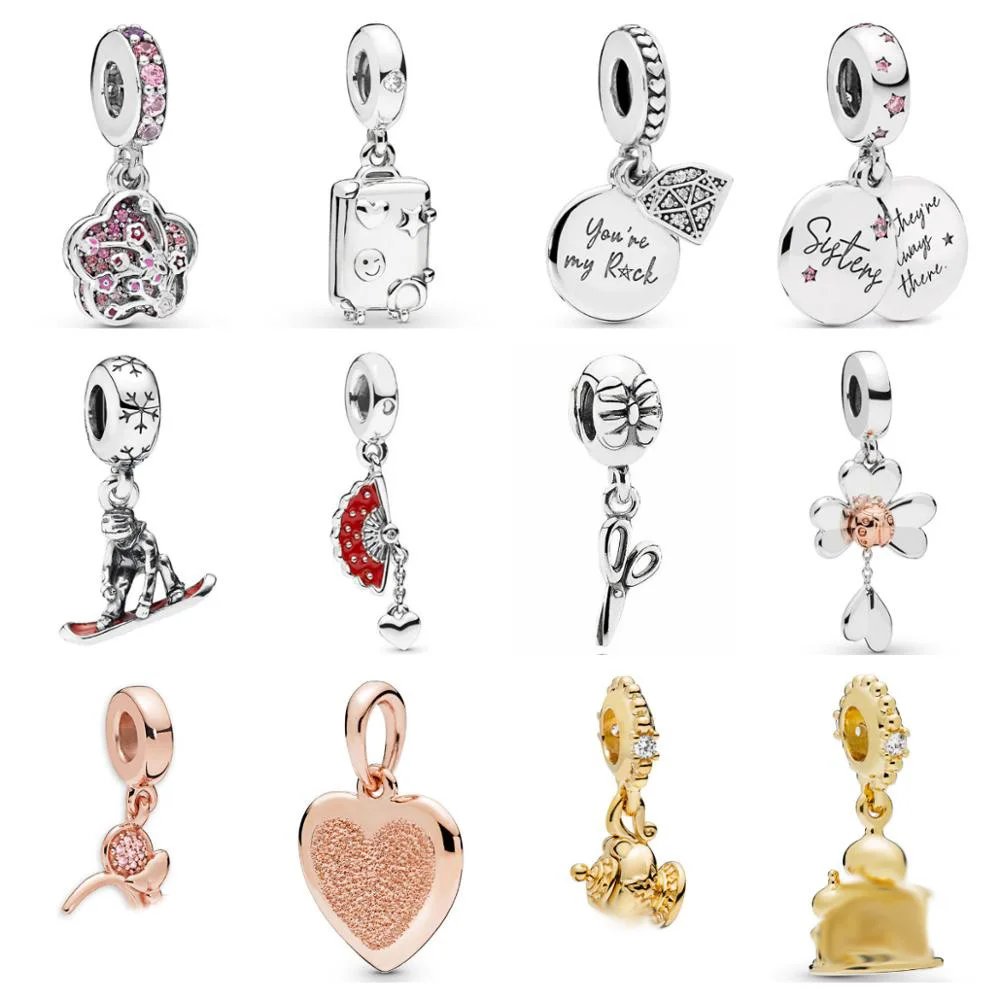 

PDD DZ 31 925 Sterling Silver Spring New Charm Pendant with DIY Bracelet Necklace Jewelry Gift Carving Suitable for Women