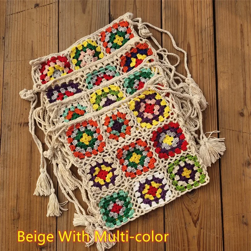 2020 красочная пляжная юбка. Хлопковая вязаная крючком мини-юбка ручной работы со