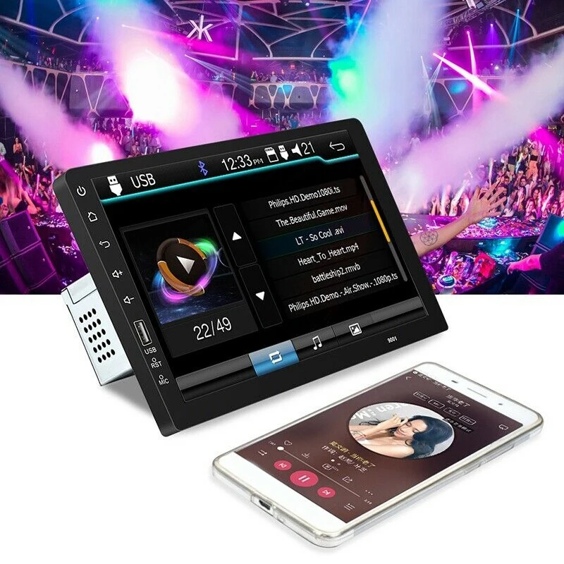 

9Inch 1Din Car MP5 Player Press Screen FM Radio Bluetooth USB AUX Mirror Link