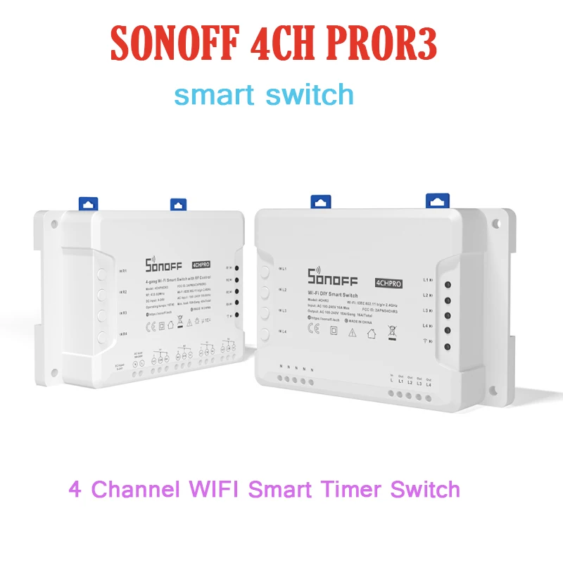 

SONOFF 4CH PROR3 Wifi Switch Module 4 Gang WIFI Smart DIY Smart Switch APP Timer Voice Control Smart Home Works With Alexa 2021