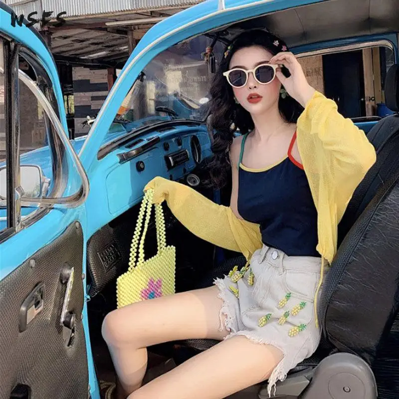 Комплект из 3 предметов Летние повседневные синие женские пальто с тонкими