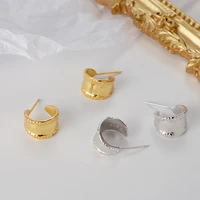moflo vintage 18k gold plated wide geometric earrings simple 925 sterling silver c shape curled wide hoop earring