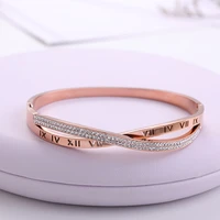 new fashion classic womens bracelet silver color gold bangles for women rose gold rhinestone bracelet cuff trendy jewelry gifts