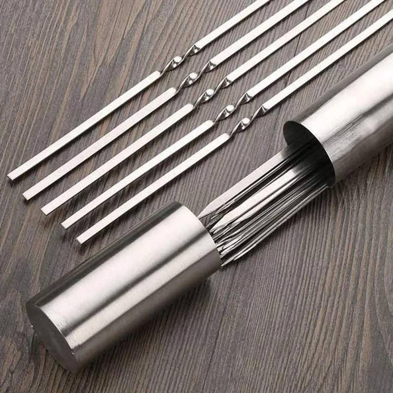 100 шт многоразовые плоские круглые шашлыки для барбекю из нержавеющей стали игла